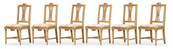 684. Six Gustavian late 18th century chairs.