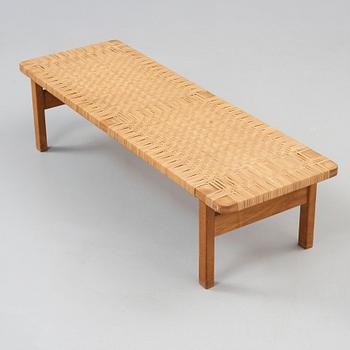 A Børge Mogensen oak and rattan bench, Fredericia Stolefabrik, Denmark, 1950-60's.