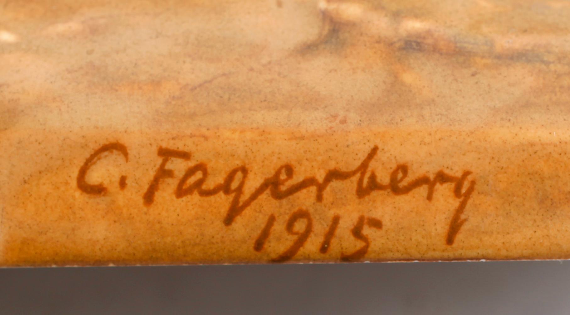 FIGUR, fajans, Carl Fagerberg, signerad och daterad 1915.