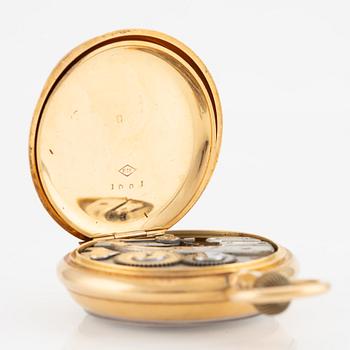 Pocket watch, 18K gold, "digital", 51.5 mm.