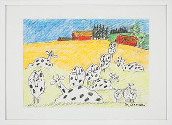 Stig (Slas) Claesson · STIG CLAESSON (SLAS), pastell, signerad.
