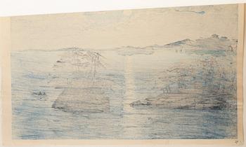 Kawase Hasui (1883-1957), Matsushima Futagojima (Futago Island, Matsushima), färgträsnitt, Japan, 1900-tal.