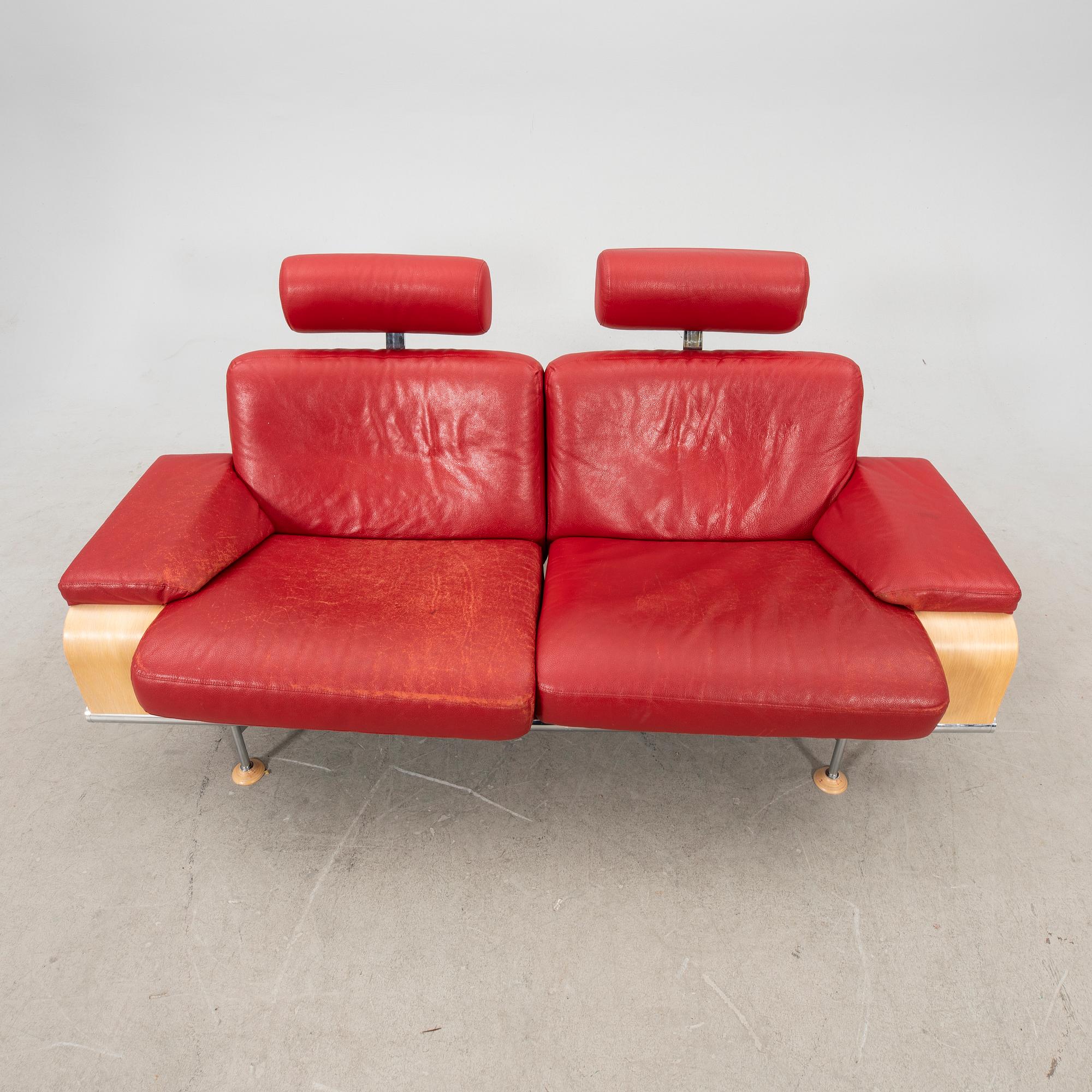 An Åke Fribyter leather sofa 'Leo' from Nelo Knislinge around year 2000.