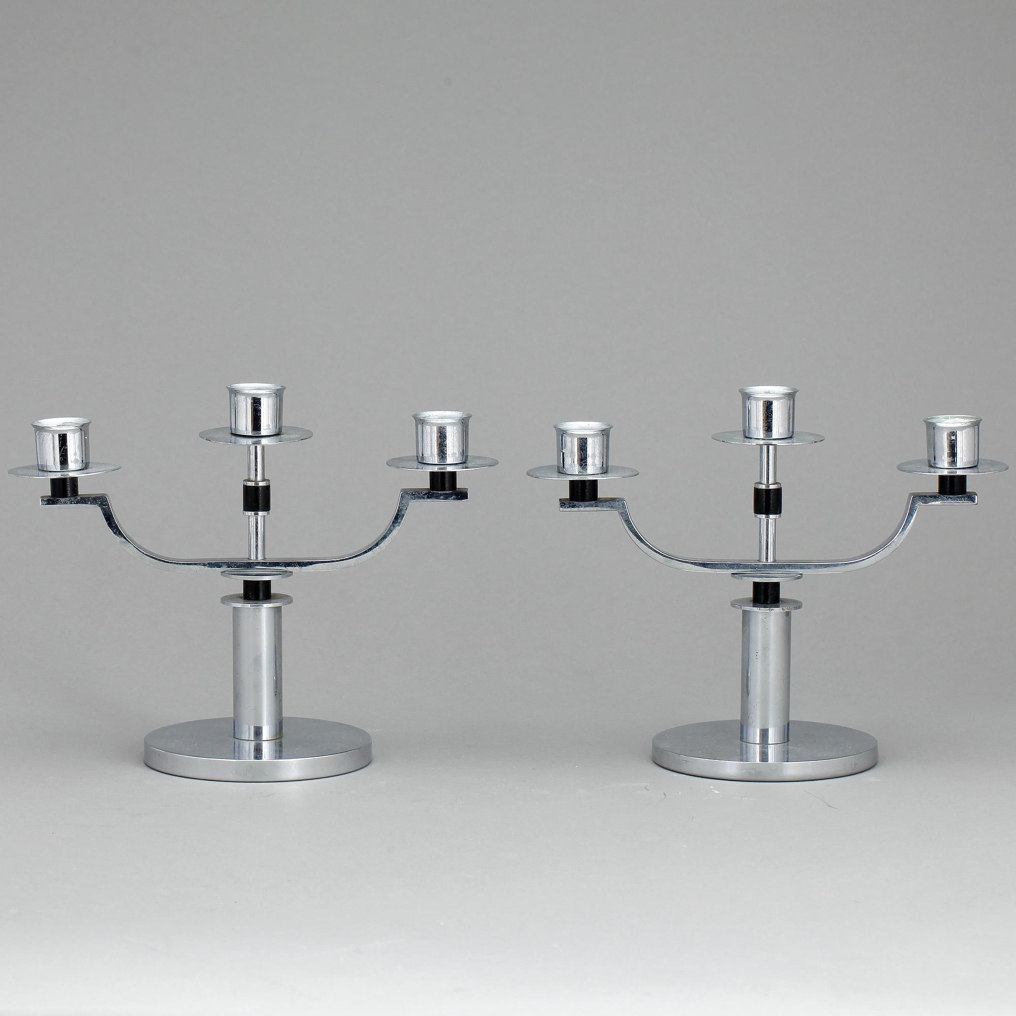 KANDELABRAR, ett par, nysilver, art déco, 1920/1930-tal.