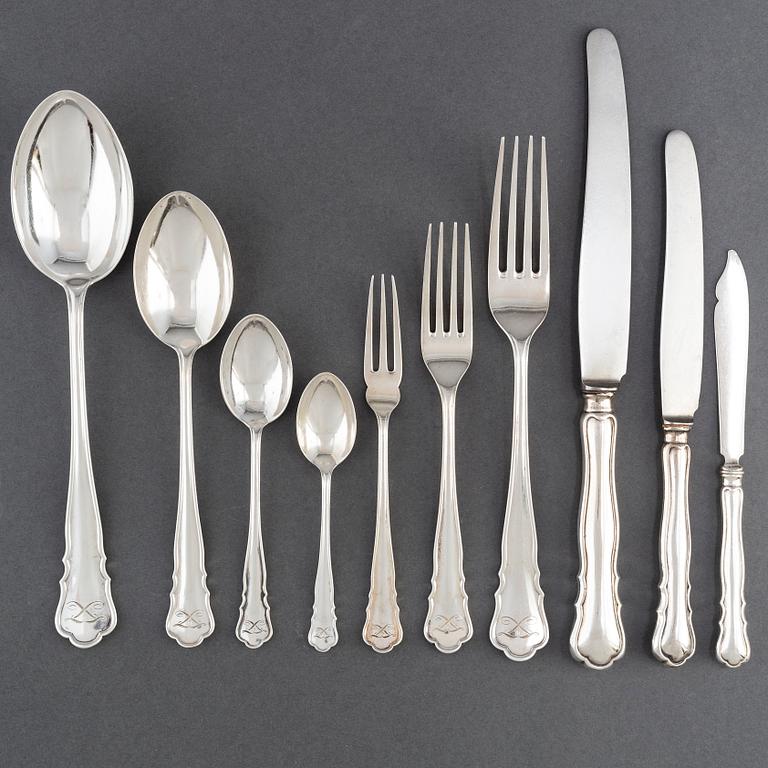 A Swedish 263 piece silver table-cutlery, marked NK, Stockholm 1917.