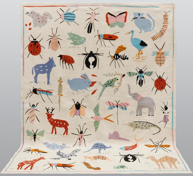 Matta, brodera slätväv, ca 230 x 175 cm.