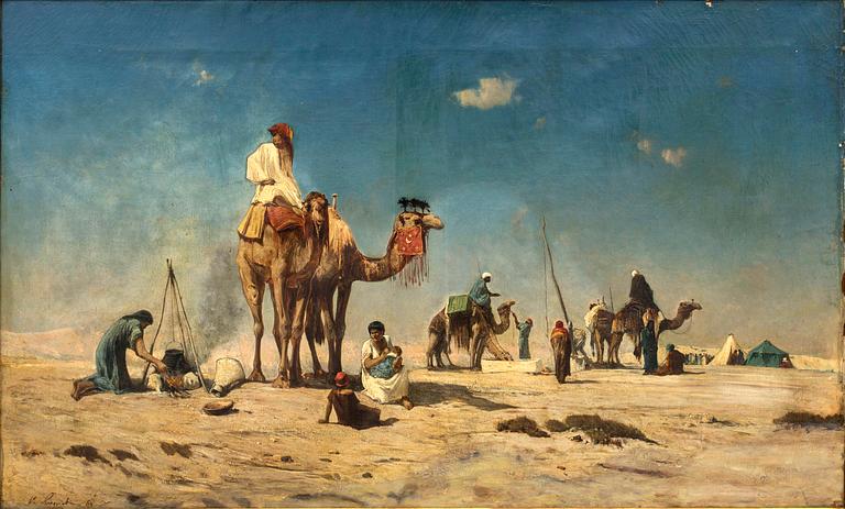 VICTOR PIERRE HUGUET, oil on canvas, signed 60 (1860).