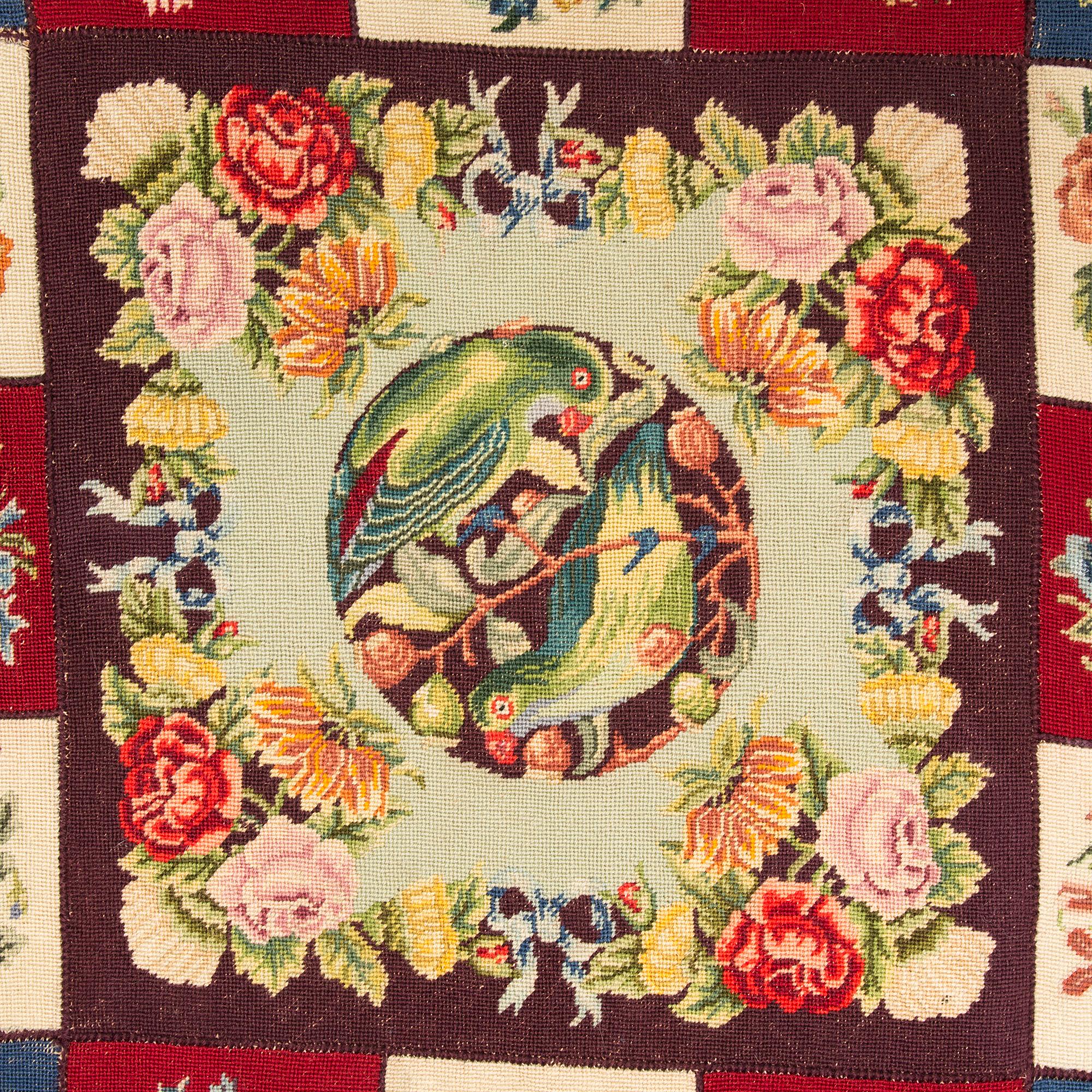An embroided carpet, 1850-1900. Circa 195 x 130 cm.