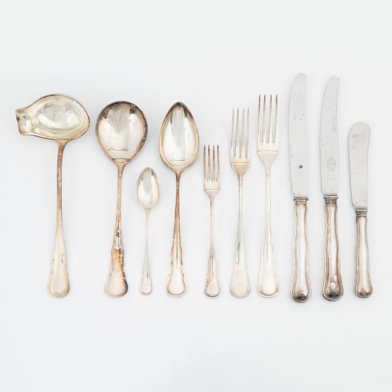 A 69 piece silver cutlery set, 'Hallbergs Chippendale', C.G.Hallberg, Stockholm, Sweden, 1950-60.