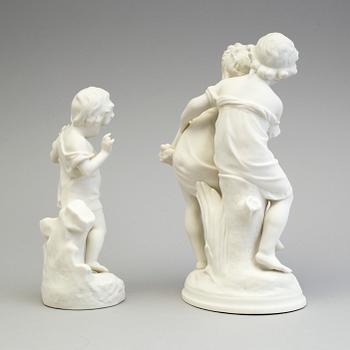 FIGURER, två st, parian, Gustafsberg 1920/23.