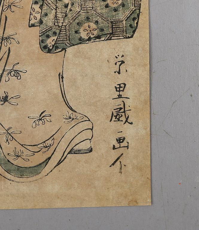 OKÄND KONSTNÄR, 3 st, träsnitt, Japan, sannolikt 1700-tal.