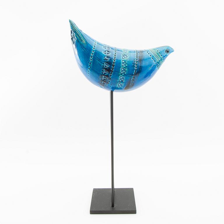 Skål, bordslampa samt fågel Bitossi Italien 1900-talets senare del delvis glaserat stengods.