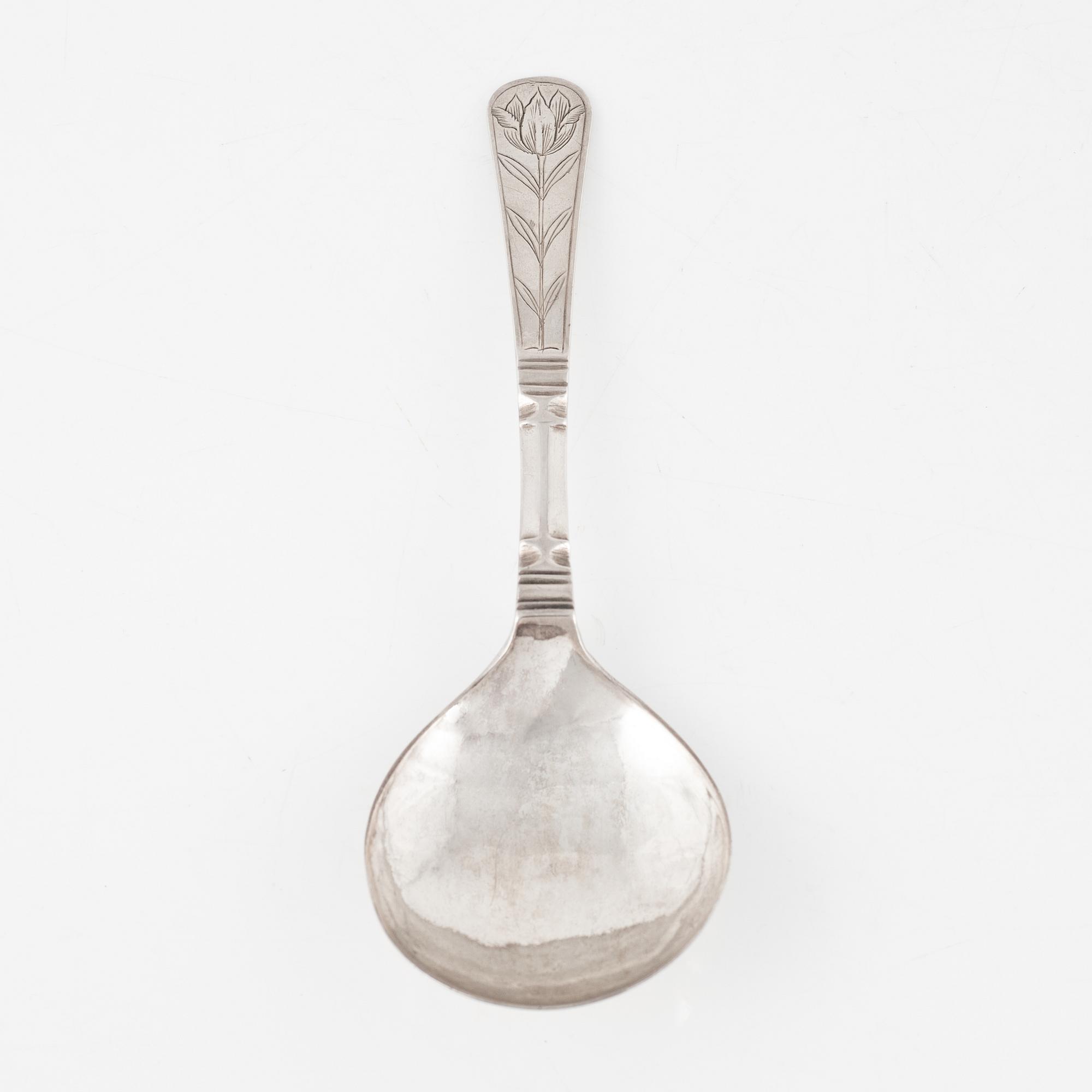 Oluf Jörgensen, sked, silver, (verksam i Bergen 1650-1700).