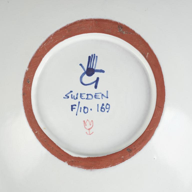 Stig Lindberg, a faience bowl and a dish, Gustavsbergs studio.