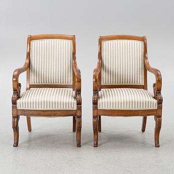 Karmstolar, ett par, Empire, 1800-talets första hälft.