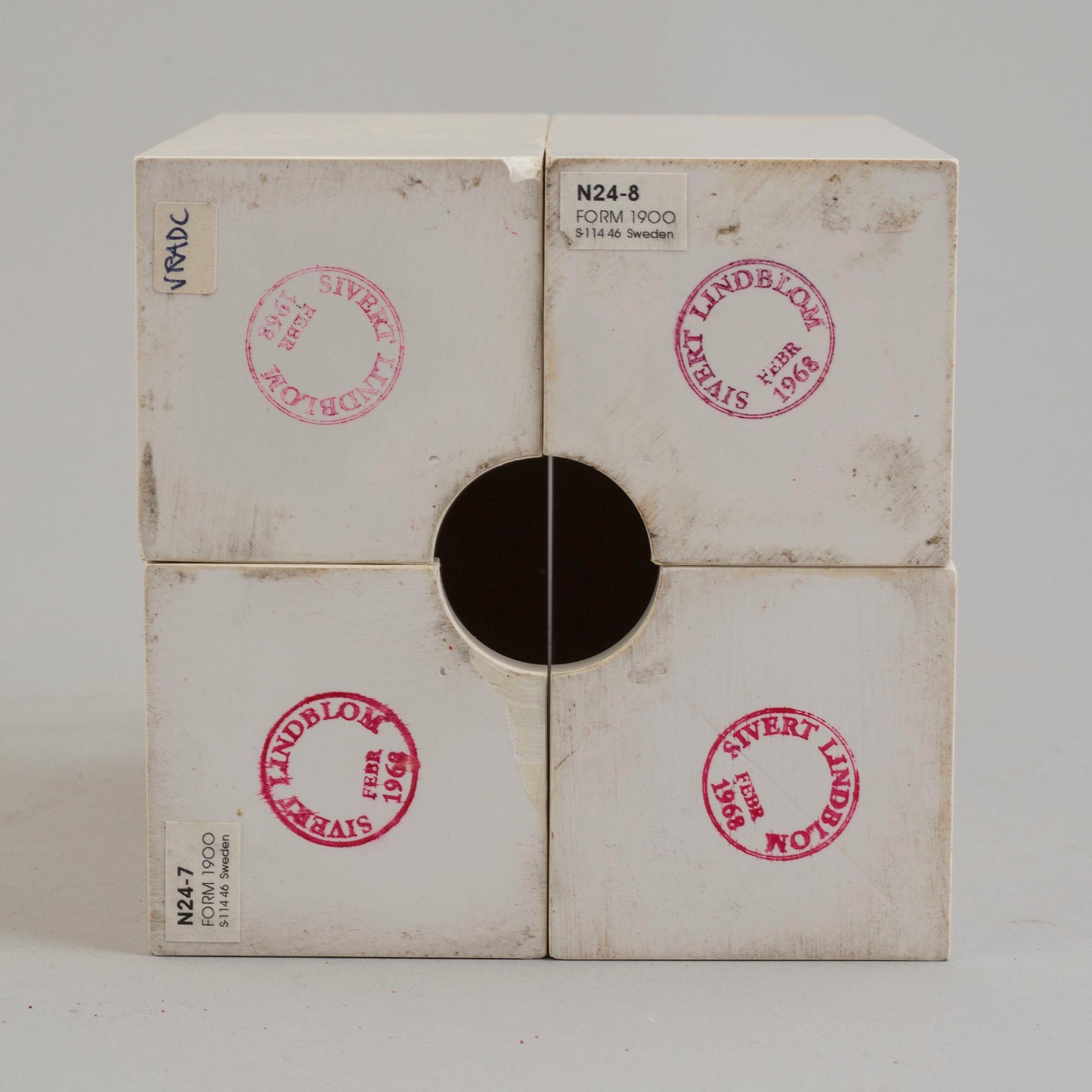 a set of four Sivert Lindblom plastic items, 1968.