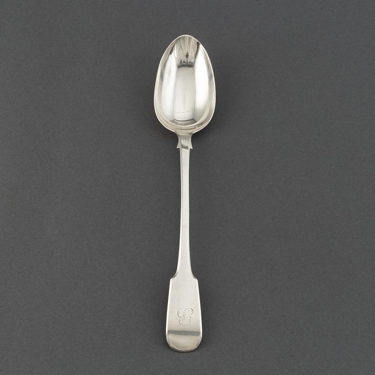 John Whiting, a silver serving spoon, London, England, 1833.