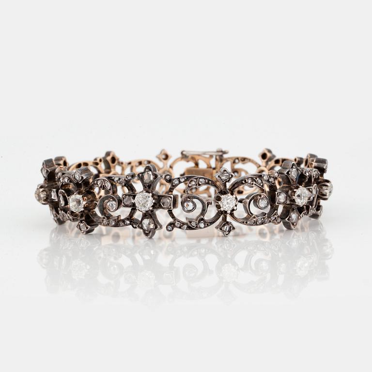 ARMBAND med gammal- och rosenslipade diamanter.