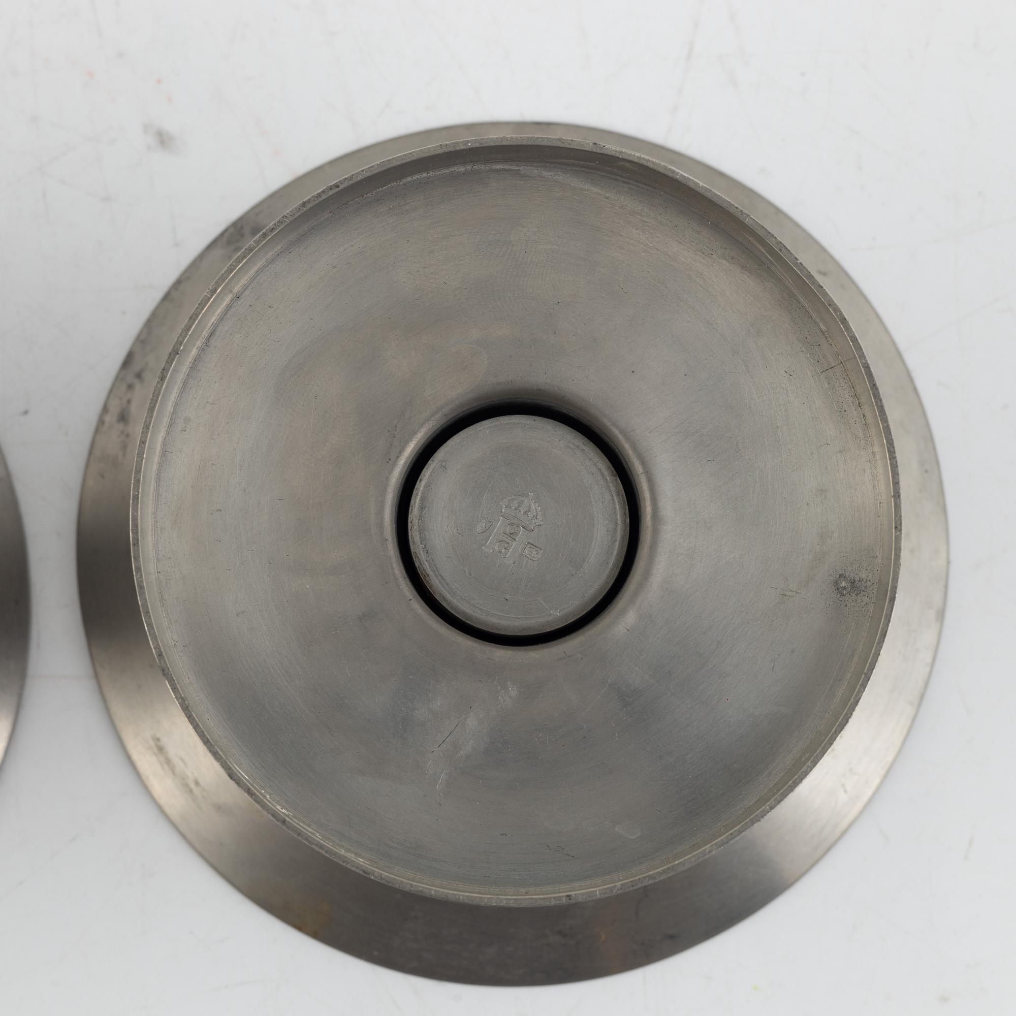 Sylvia Stave, ljusstakar, ett par, tenn, CG Hallberg, Stockholm 1933.