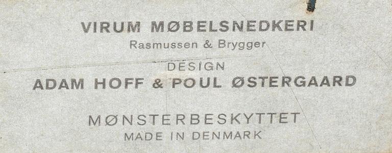 ADAM HOFF POUL ØSTERGAARD, herrbetjänt, Virum Möbelsnickeri Danmark 1900-talets andra hälft.