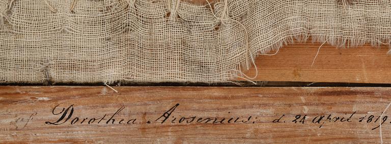 DOROTHEA AROSENIUS, broderi. Signerad och daterad 24 april 1819 a tergo.