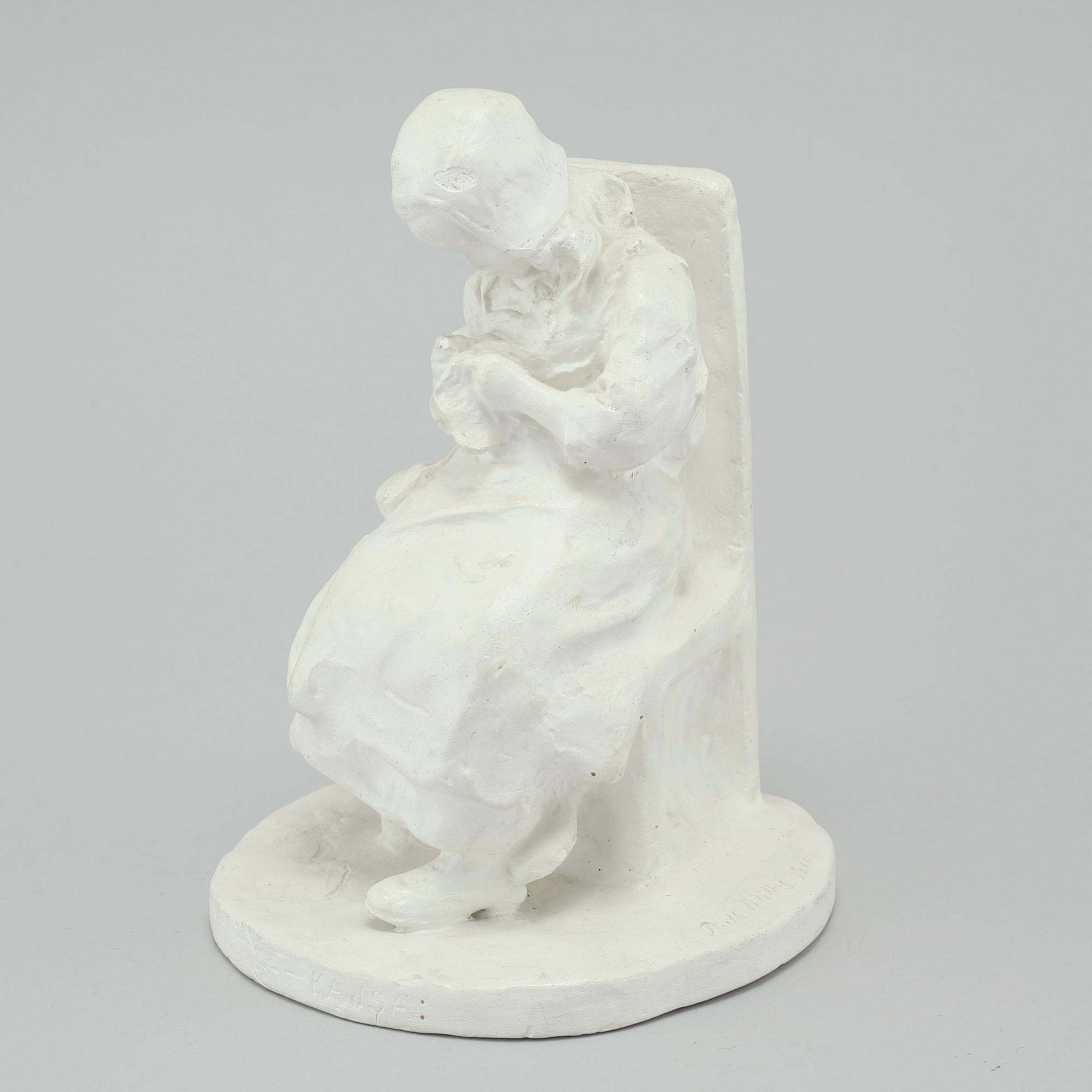 RUTH MILLES, sculpture, plaster, signed and dated 1911.