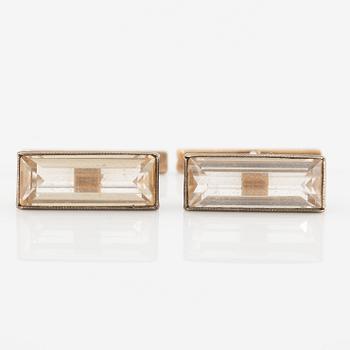 Cufflinks, a pair, silver with rock crystal, Russia, Soviet.