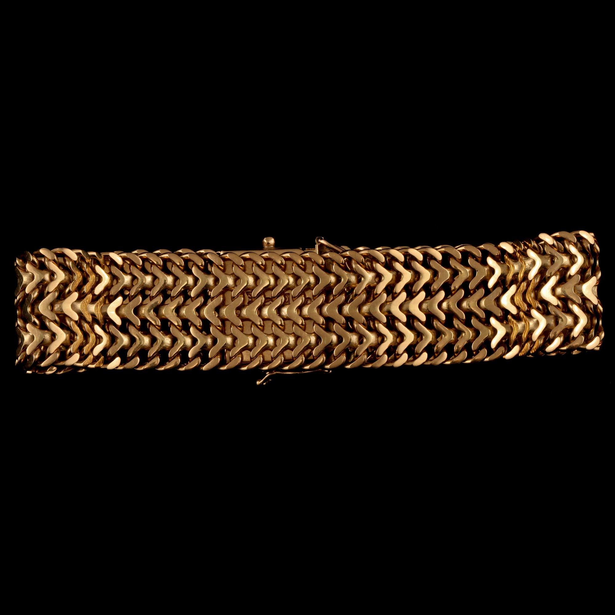 ARMLÄNK, 18k guld, ÄSA Ädelsmycken, Stockholm, 1970. Vikt 37 g.