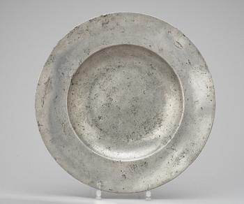 A Swedish 17th cent pewter plate.