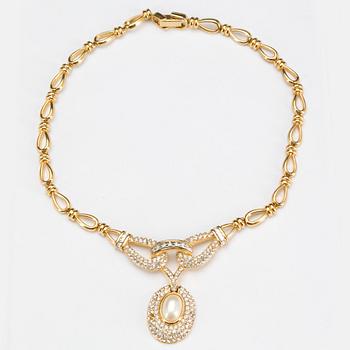 HALSBAND, gulmetall, Oscar de la Renta, vintage.