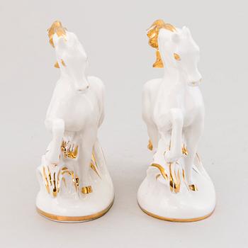 Two Russian porcelain horse figurines, Lomonosov, Soviet 1960s-1970s.