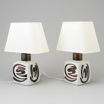 CARL-HARRY STÅLHANE, a pair of 'Orient' stoneware table lights from Rörstarnd, 1970's.