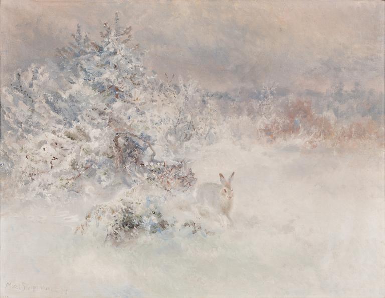 Mosse Stoopendaal, Hare in winter landscape.