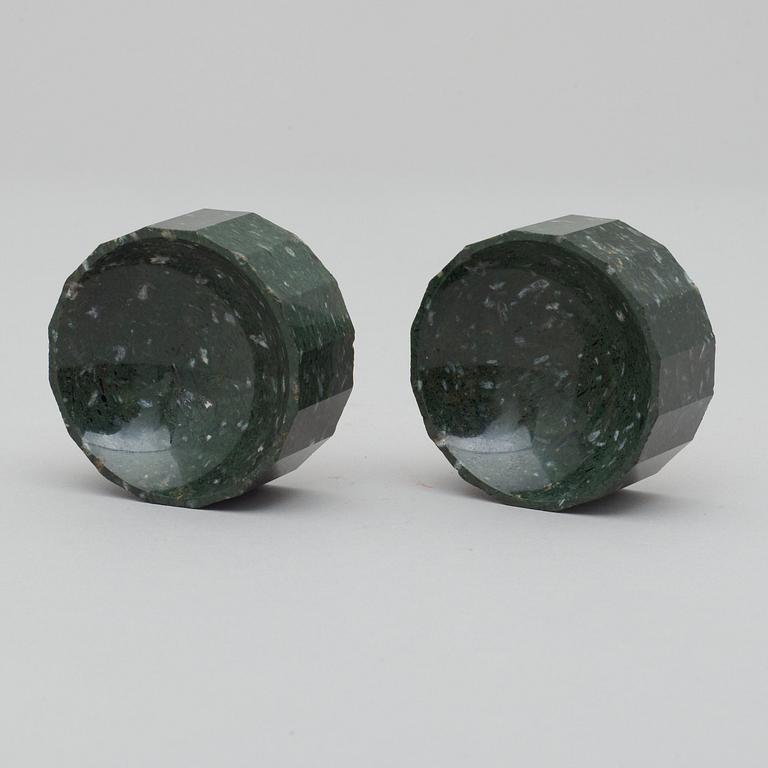 A pair of Swedish early 19th century porphyry salts.