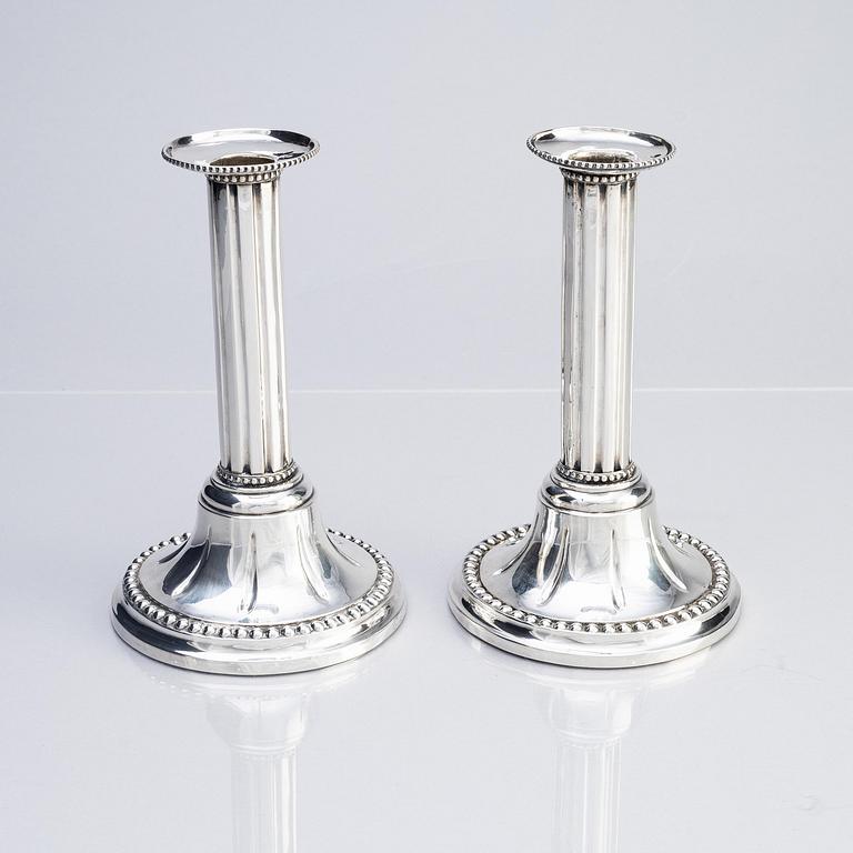 A pair of Swedish 18th century silver candlesticks, mark of Johan Schröder, Landskrona 1790.