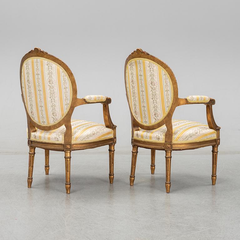 A set of Louis XVI style lounge furniture from Nordiska Kompaniet. First half of the 20th Century.