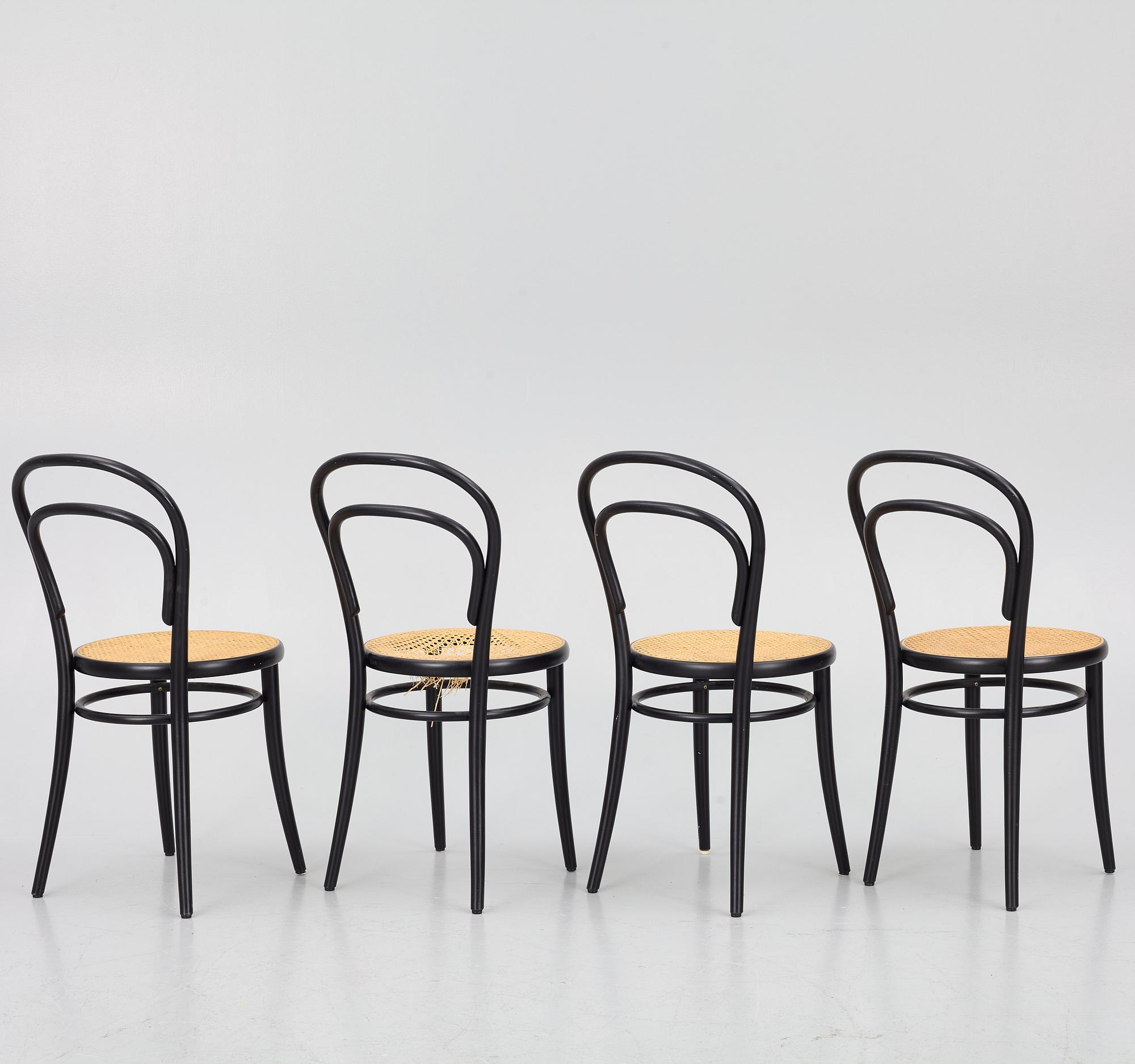 Michael Thonet, stolar, 3 st, modell 14, Ton.