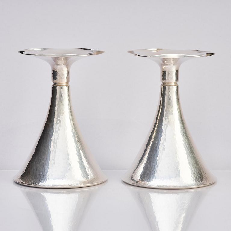 Bengt Liljedahl, a pair of silver candlesticks, Stockholm 1975.