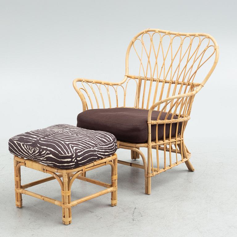 Josef Frank, armchair with footstool, model 311, Firma Svenskt Tenn.