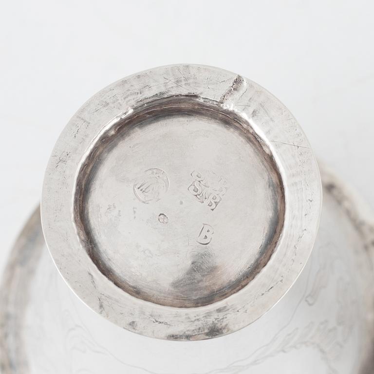 Bägare, 3 st, silver, 1700-1800-tal.