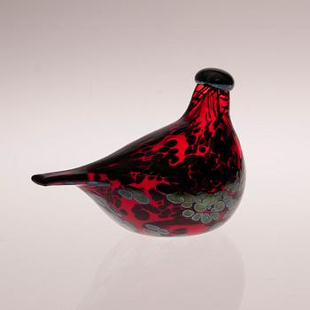 FIGURIN, glas, "Ruby Bird", signerad O. Toikka, Nuutajärvi.