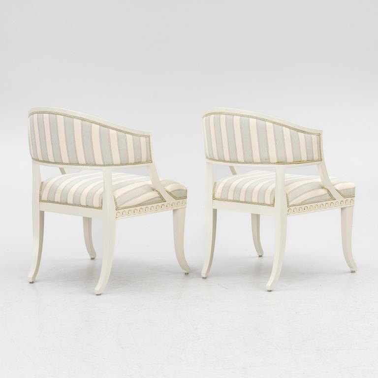 A pair of late-Gustavian armchairs, Sweden, 20th century.