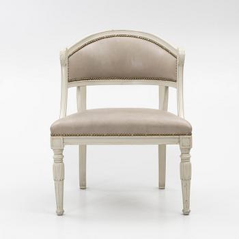 A late Gustavian style armchair, late 20th Century.