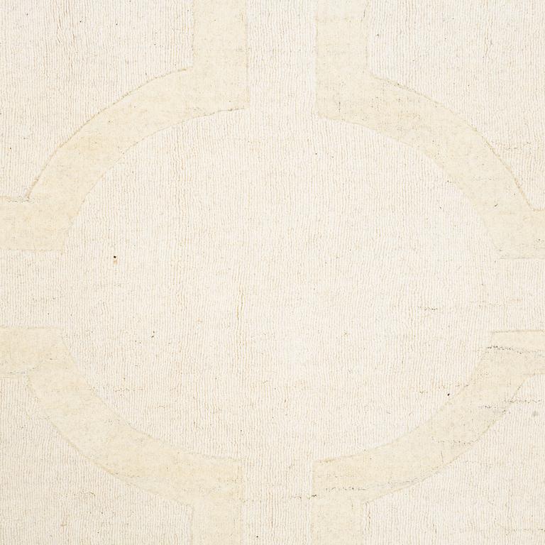 A hantd tufted carpet, 'Entrance - bone white' by Layered, ca 400 x 300 cm.