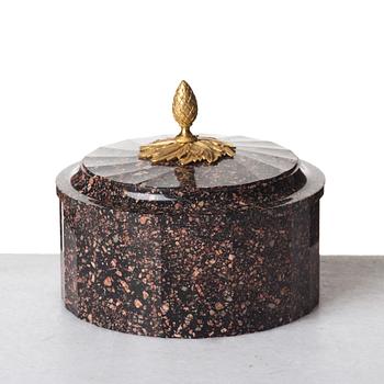 A late Gustavian early 19th century porphyry butter box.