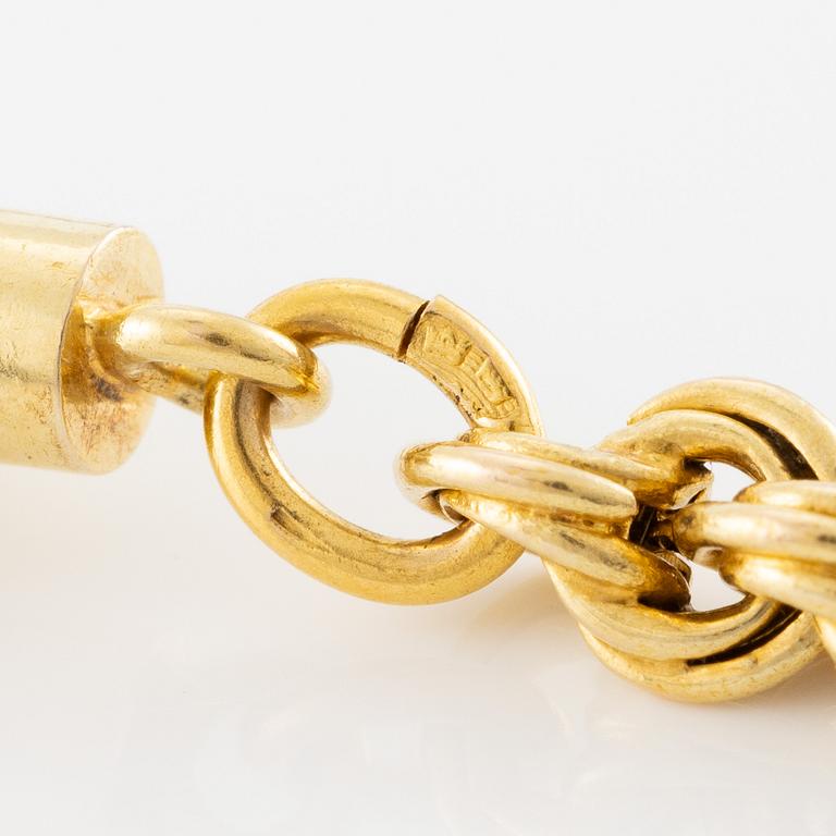 Medaljong 18K guld med pärlor med kedja 18K guld.