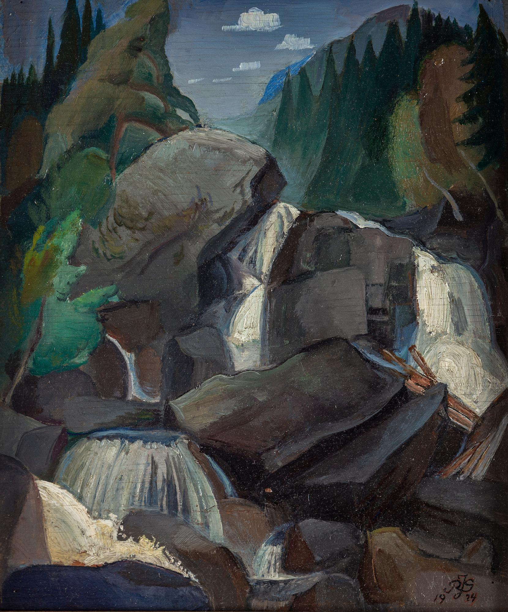 Rolf Juell Gleditsch, oil on panel, signed with monogram RJS and dated 1924.