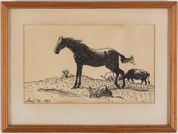 NILS KREUGER, indian ink and pencil on paper, signed N Kreuger and dated Aug. 30 1896.