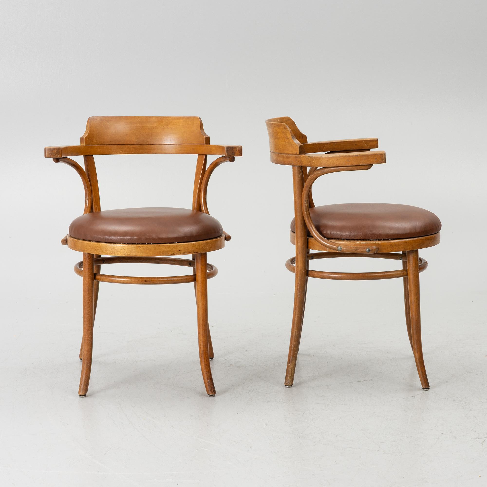 Armchairs, 6, model No. 3, Thonet, first half of the 20th century.