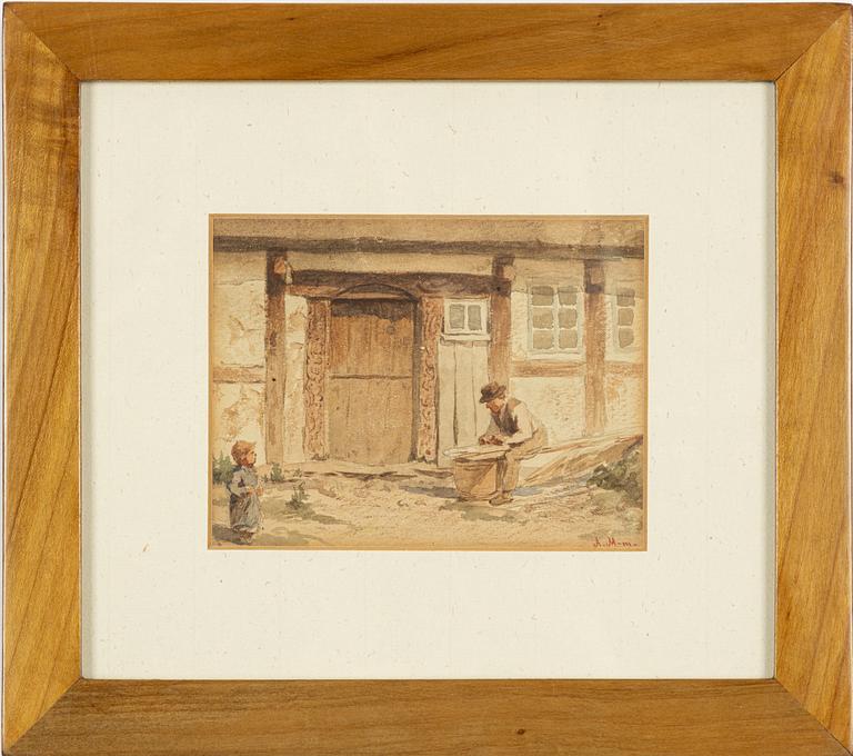 August Malmström, Farm Scene with a Working Man and a Child.